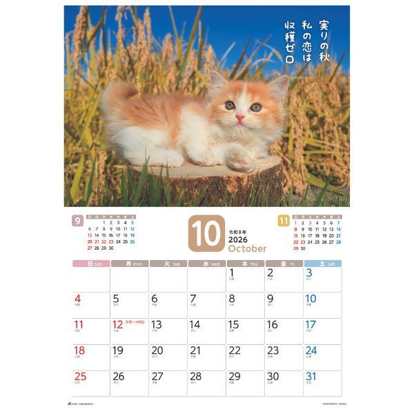 だってネコだもの。カレンダー２０２６　月めくり壁掛け 