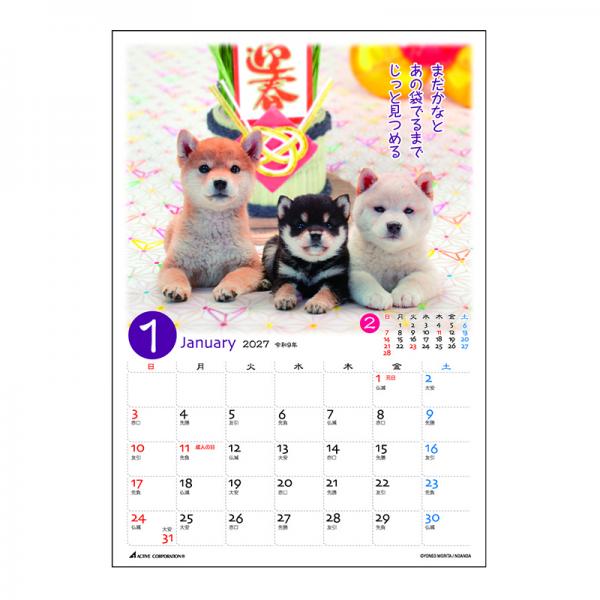 ぷちしば卓上カレンダー２０２７　月めくり 中面･1月