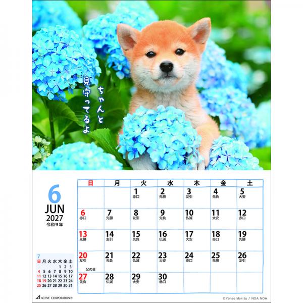 ＤＯＧマンスリー２０２７　壁掛けカレンダー 中面･6月