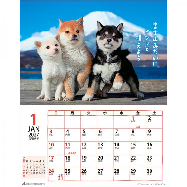 ＤＯＧマンスリー２０２７　壁掛けカレンダー 中面･1月