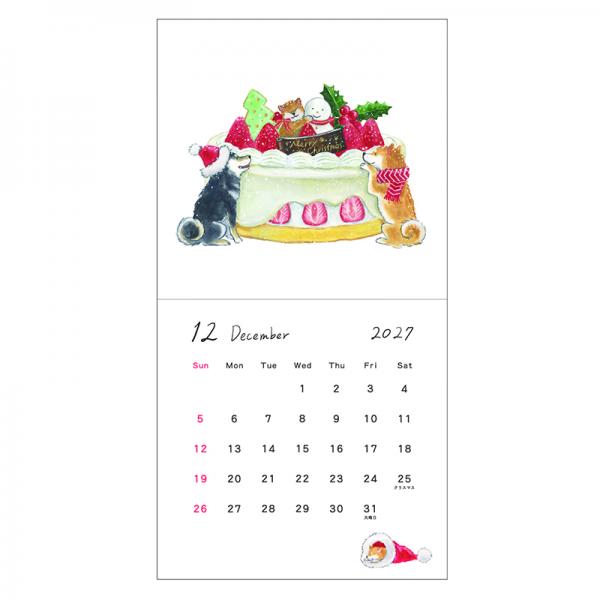 村田夏佳しばいぬとおやつカレンダー２０２７　壁掛け 中面･12月