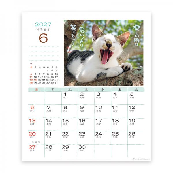 日なたぼっこ猫だよりカレンダー２０２７　卓上 中面･6月