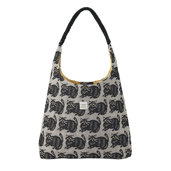 インドジャガード　ショルダートート　猫 シャノアグレイ