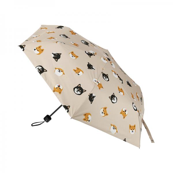 折りたたみ傘　犬 しばともフェイス　ベージュ