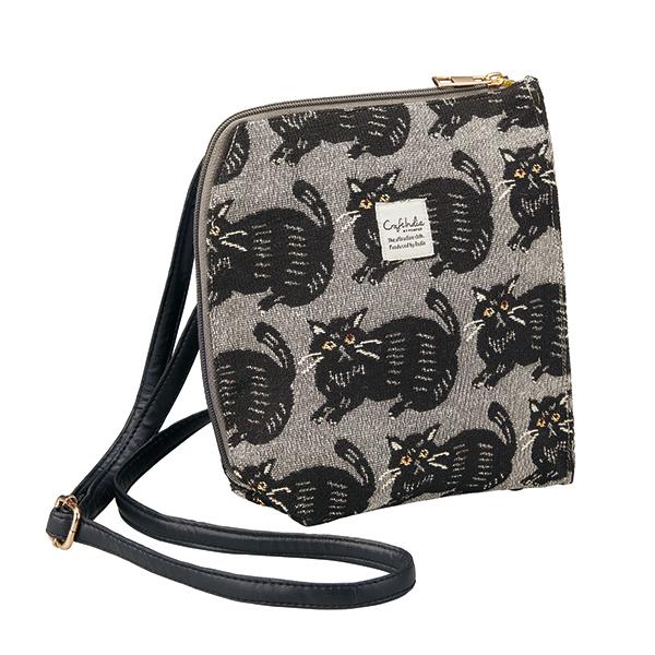 インドジャガード　ショルダーポシェット　猫 シャノアグレイ