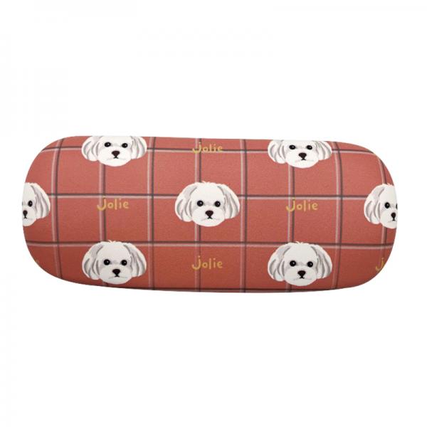 ウワウワドッグ マルシェ合皮 メガネケース／マルチーズチェック