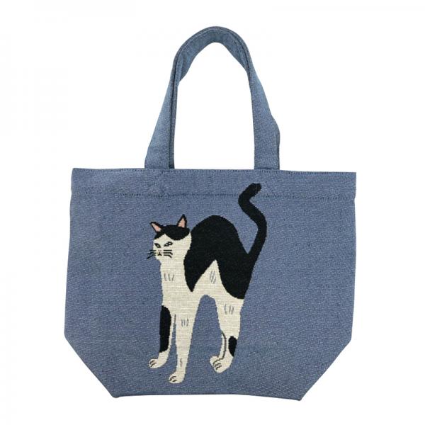 ミャウ　ジャガード トートM・ブルー