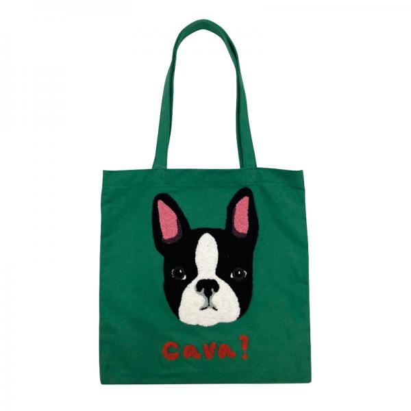 サガラ刺繍  マチなしトートバッグ フレブル