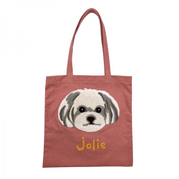 サガラ刺繍  マチなしトートバッグ マルチーズ