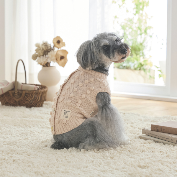 TINOTITO（ティノティート）　ポコポコナチュラルニット ベージュ （バスト46のサイズを着用/モデルサイズ：バスト46cm）