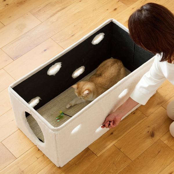 ２階建ハンモックベッド M／床面は爪とぎできる麻素材。