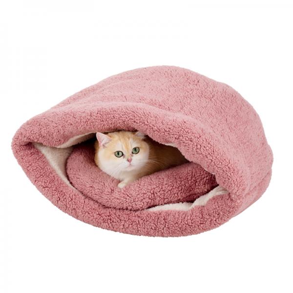 ふんわりカドルベッド SS・ローズピンク×アイボリー モデル体重：3.7kg